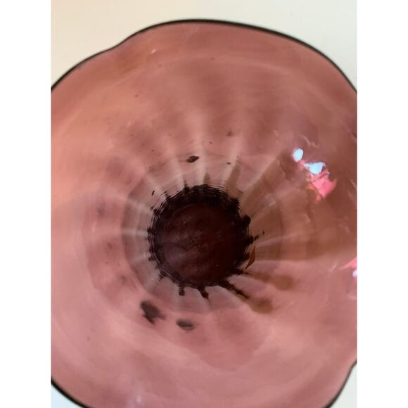 Vintage Beacon Purple Amethyst Blown Glass Vase Ruffled rim - Picture 3 of 10